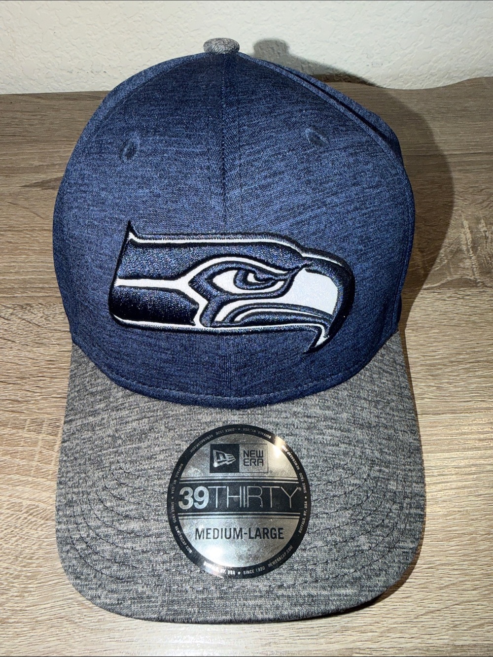 New Era Seattle Seahawks Navy & Gray 39THIRTY Stretch Fit Medium-Large Cap